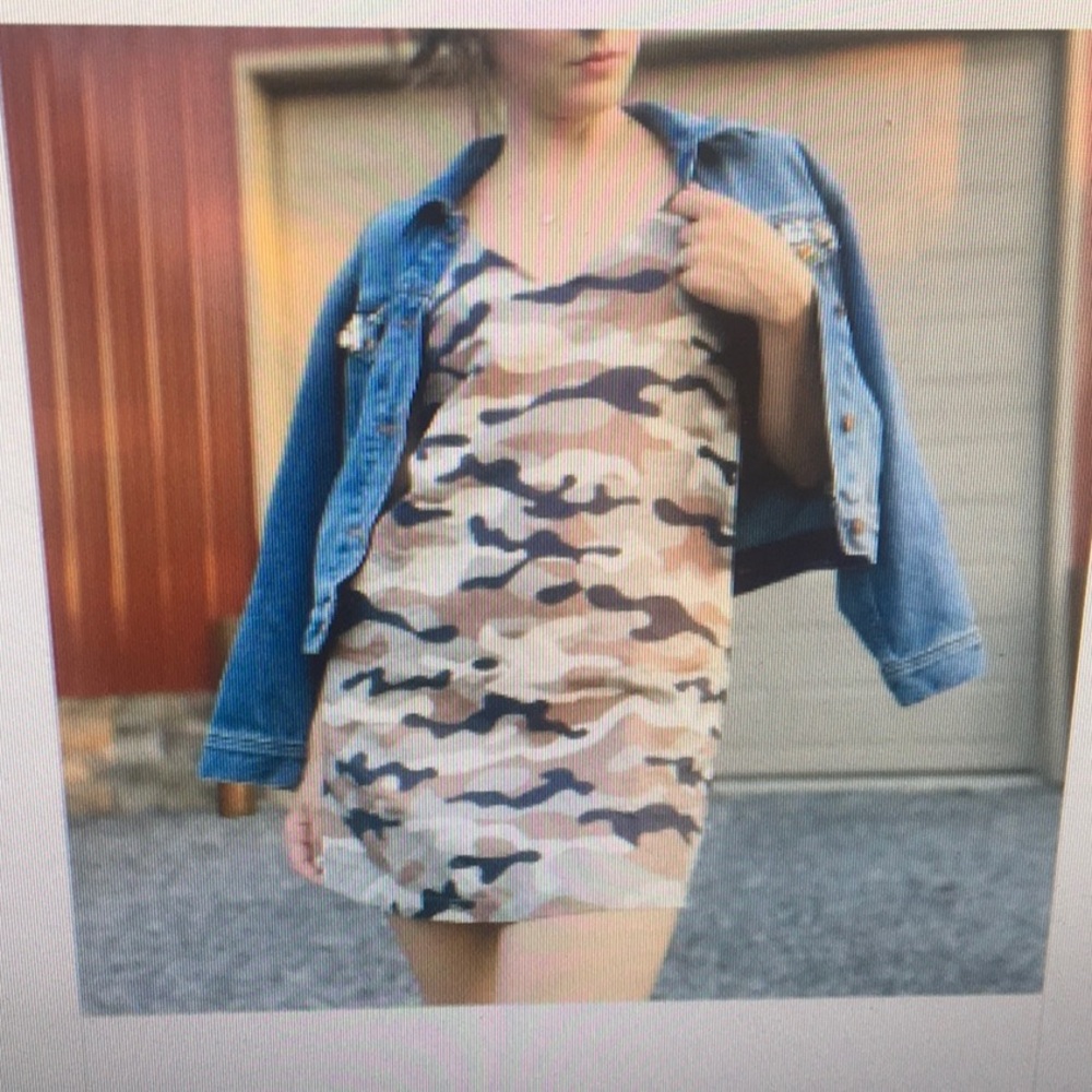ZARA/BROWN & TAN”CAMO”LINEN MINI SLIP DRESS/NWT
